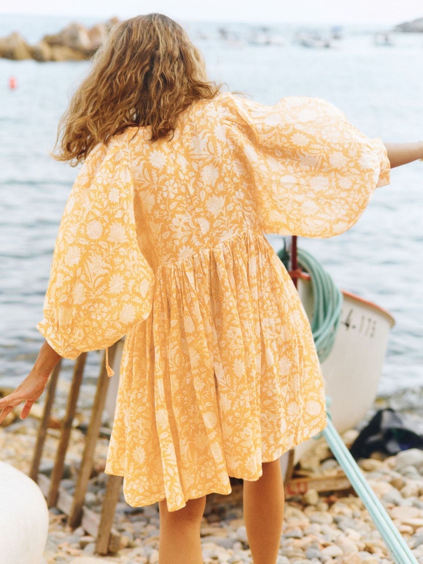 🔥50% DE RÉDUCTION🔥Robe courte d'été tunique florale à col en V et demi-manches