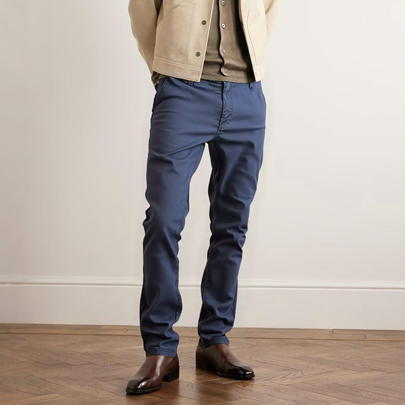 👖Pantalon slim décontracté pour homme, couleur unie + ceinture