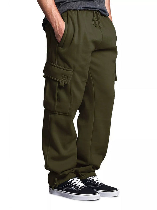 Pantalon de survêtement cargo à jambes larges et poches multiples pour homme