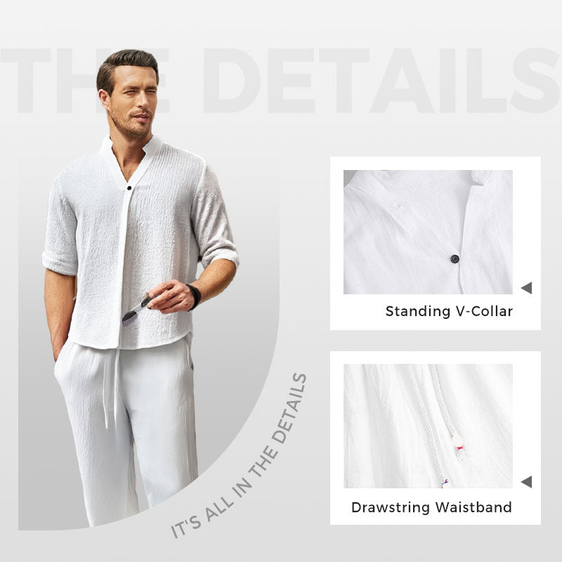 🌿Haute qualité🌿Meilleur confort💧Ensemble deux pièces en coton pour homme : haut et pantalo
