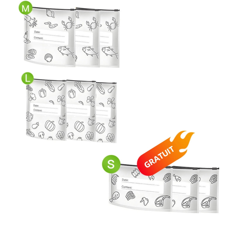 🥦 ACHETEZ 3 - RECEVEZ 2 GRATUITS ! ✨ Sacs de Conservation Aluminium Réutilisables - Garde les Aliments Frais Plus Longtemps, Écologiques et Lavables 🌱📦