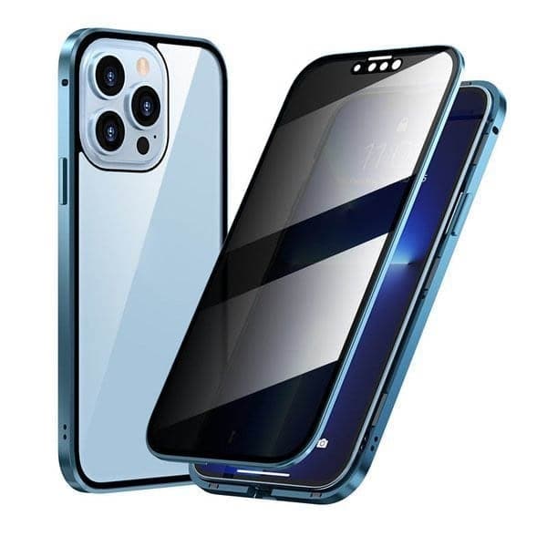 🔥👉Coque magnétique pour iPhone avec verre de confidentialité et métal