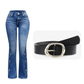 Jean flare délavé taille haute pour femme