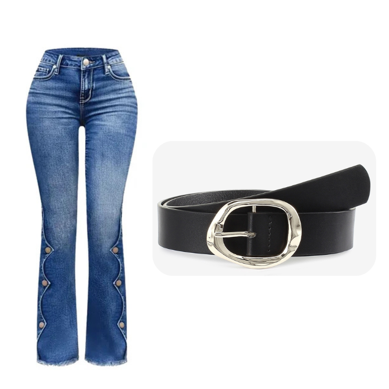 Jean flare délavé taille haute pour femme
