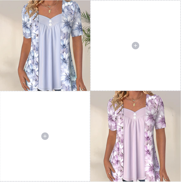 Top patchwork floral irrégulier pour femmes