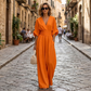 👗 60% DE RÉDUCTION 🌍 Combinaison ample à taille haute & encolure V pour femme – Fluide & légère – Parfaite pour l’été, les voyages ou un look décontracté chic – coupe flatteuse et confortable ✨