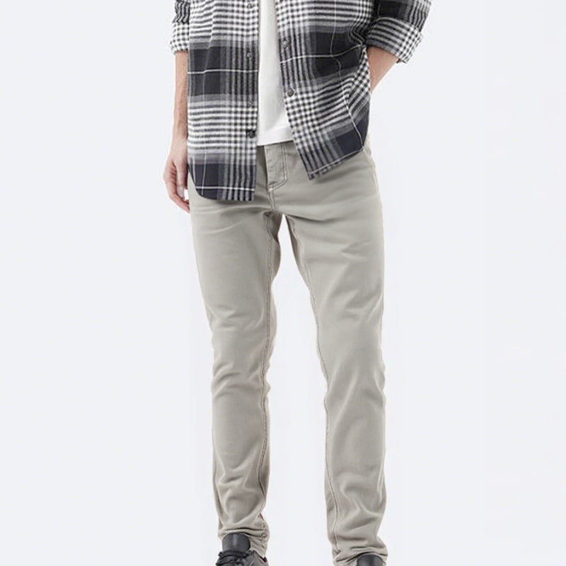 👖Pantalon slim décontracté pour homme, couleur unie + ceinture