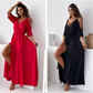 💖Limited Sale 50% OFF💖Robe élégante et sexy à col en V et fente latérale pour femmes