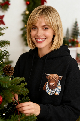 🐮💛 Sweat à Capuche Highland Cow Doublé Polaire – Ultra Doux & Confortable pour les Soirées Fraîches