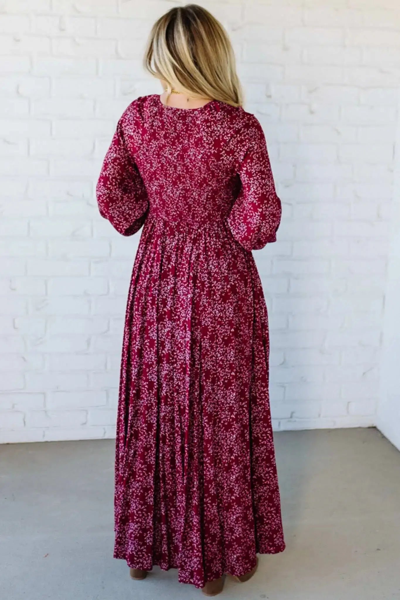 49 % de réduction 💃 Robe longue doublée à taille smockée en rayonne à fleurs pour femme