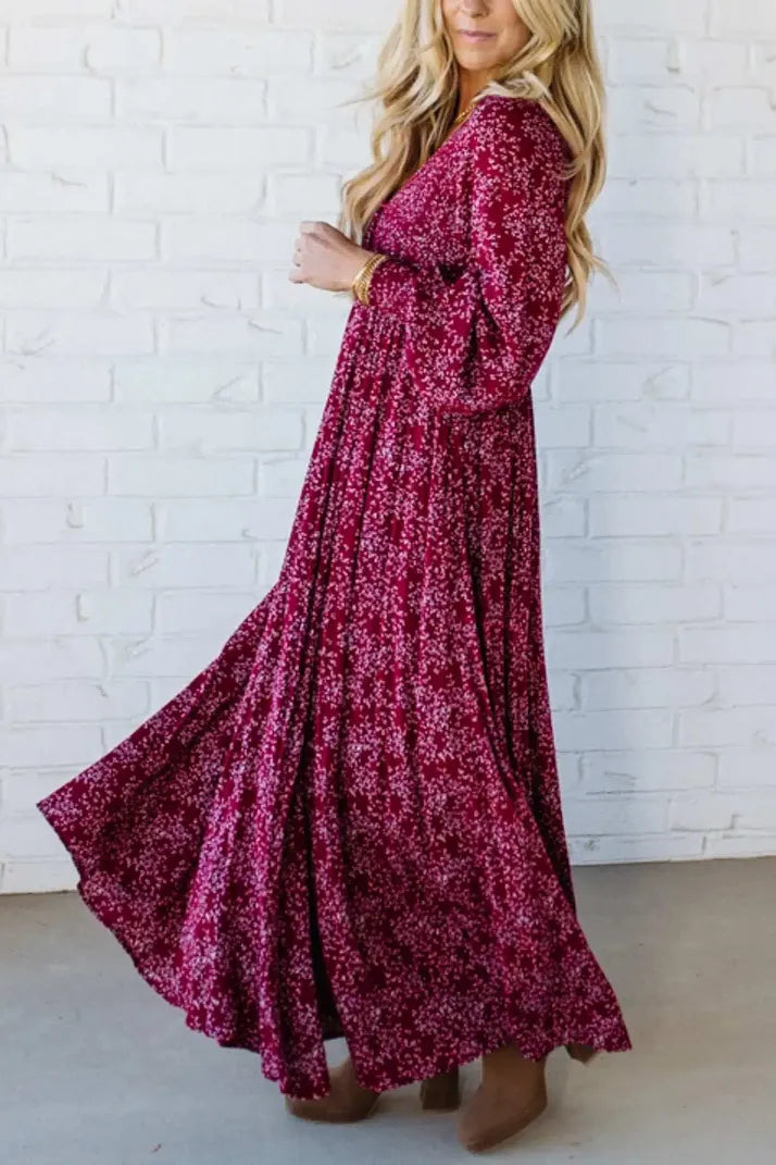 49 % de réduction 💃 Robe longue doublée à taille smockée en rayonne à fleurs pour femme
