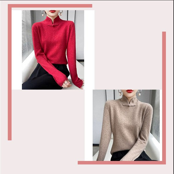 Pull tricoté à demi-col roulé avec boucle rétro, hiver💖Achetez-en 2 livraison gratuite🥰