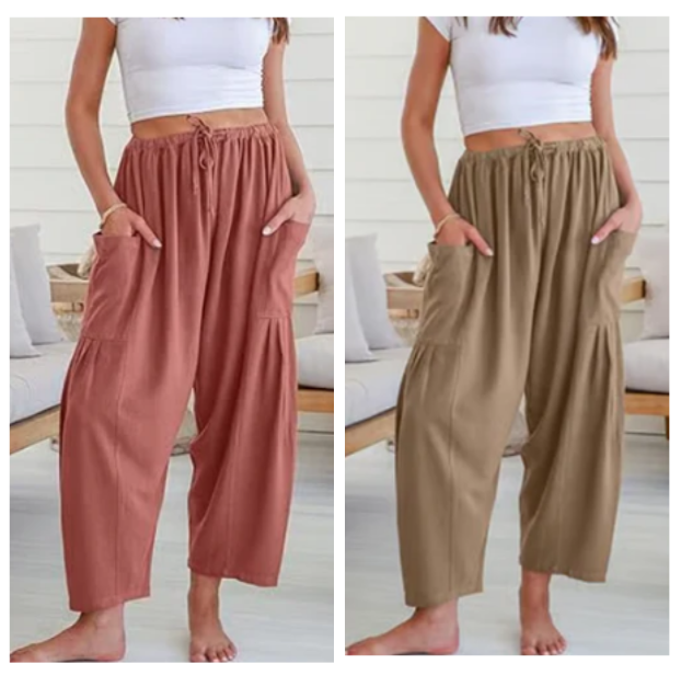 💥Offre spéciale de la semaine🎁Pantalon large en lin avec poches pour femmes