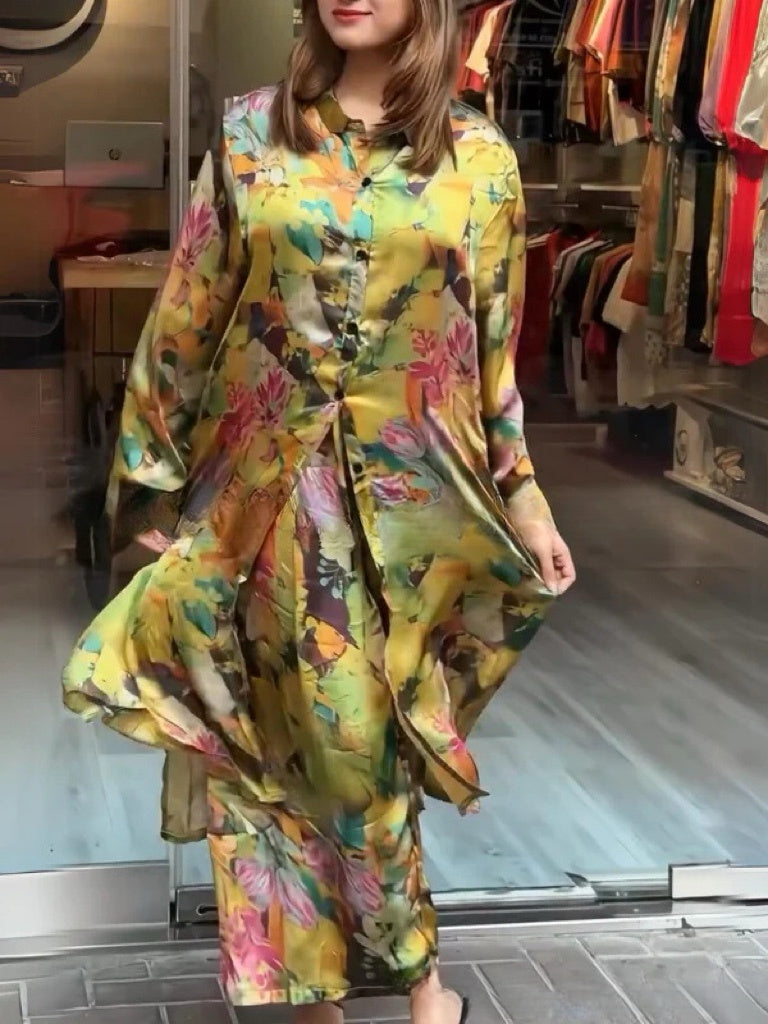 ⏰50% de réduction pour une durée limitée✨Ensemble de robes-chemises fluides deux pièces pour femmes