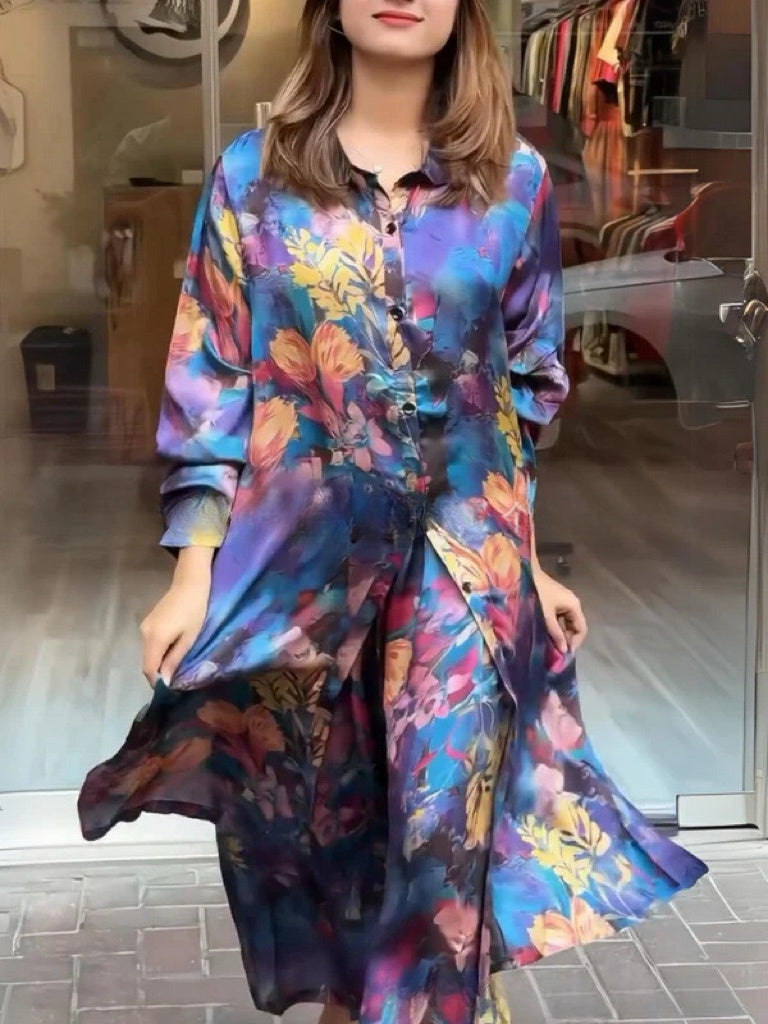 ⏰50% de réduction pour une durée limitée✨Ensemble de robes-chemises fluides deux pièces pour femmes