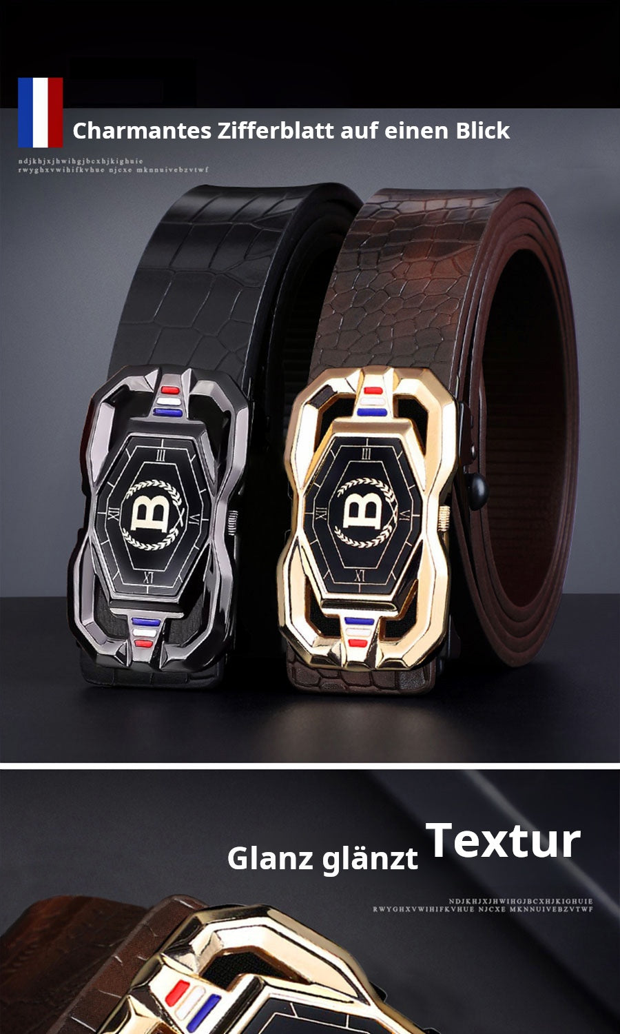 🐊Ceinture en cuir pour homme avec motif crocodile raffiné, boucle automatique et fabriquée en cuir de vachette.