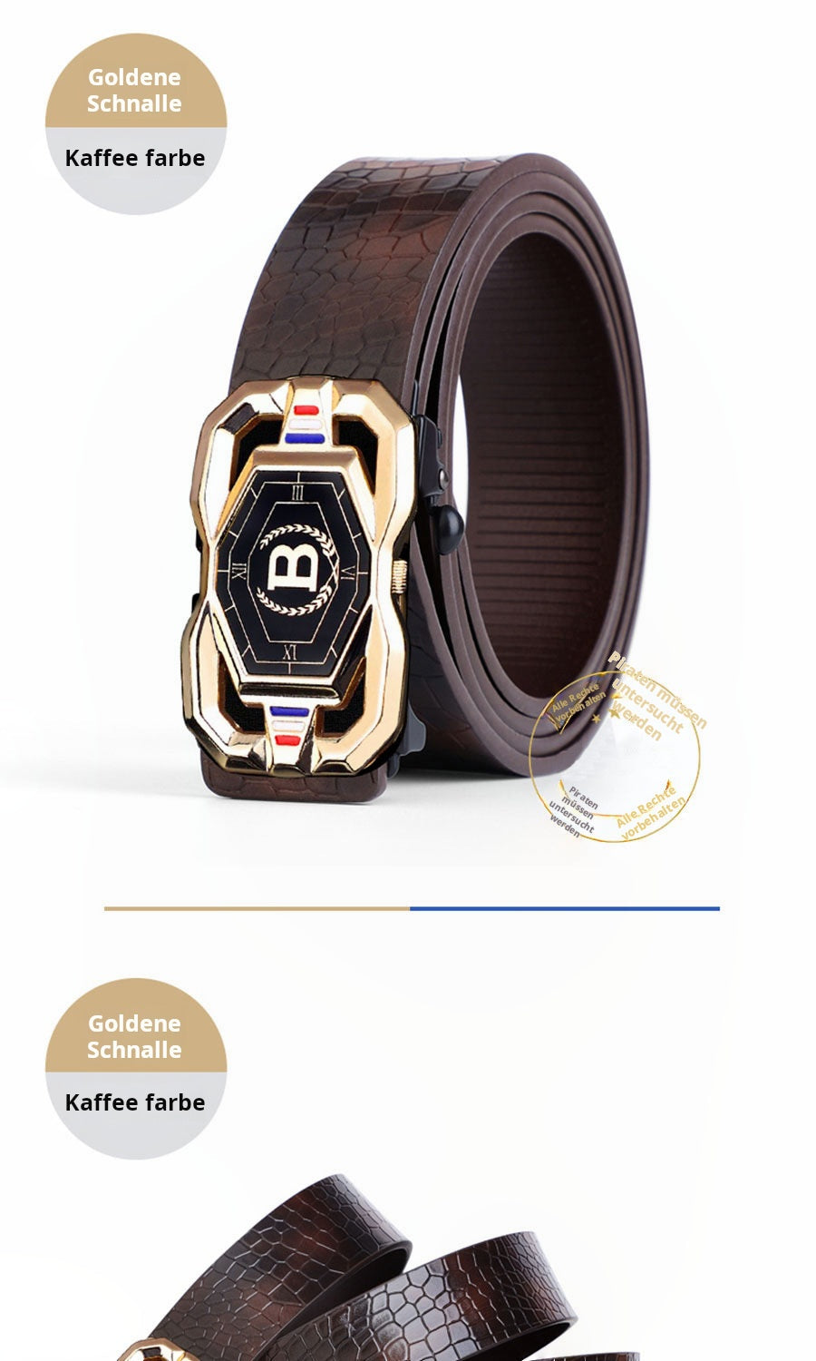 🐊Ceinture en cuir pour homme avec motif crocodile raffiné, boucle automatique et fabriquée en cuir de vachette.