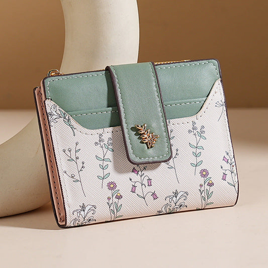 🔥🖤Soldes exceptionnels : 50 % de réduction🔥Portefeuille court à imprimé floral pour femme