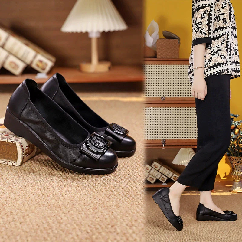 ⏰50% de réduction pour une durée limitée🐂Cuir de vache de haute qualité, semelle souple, chaussures plates antidérapantes