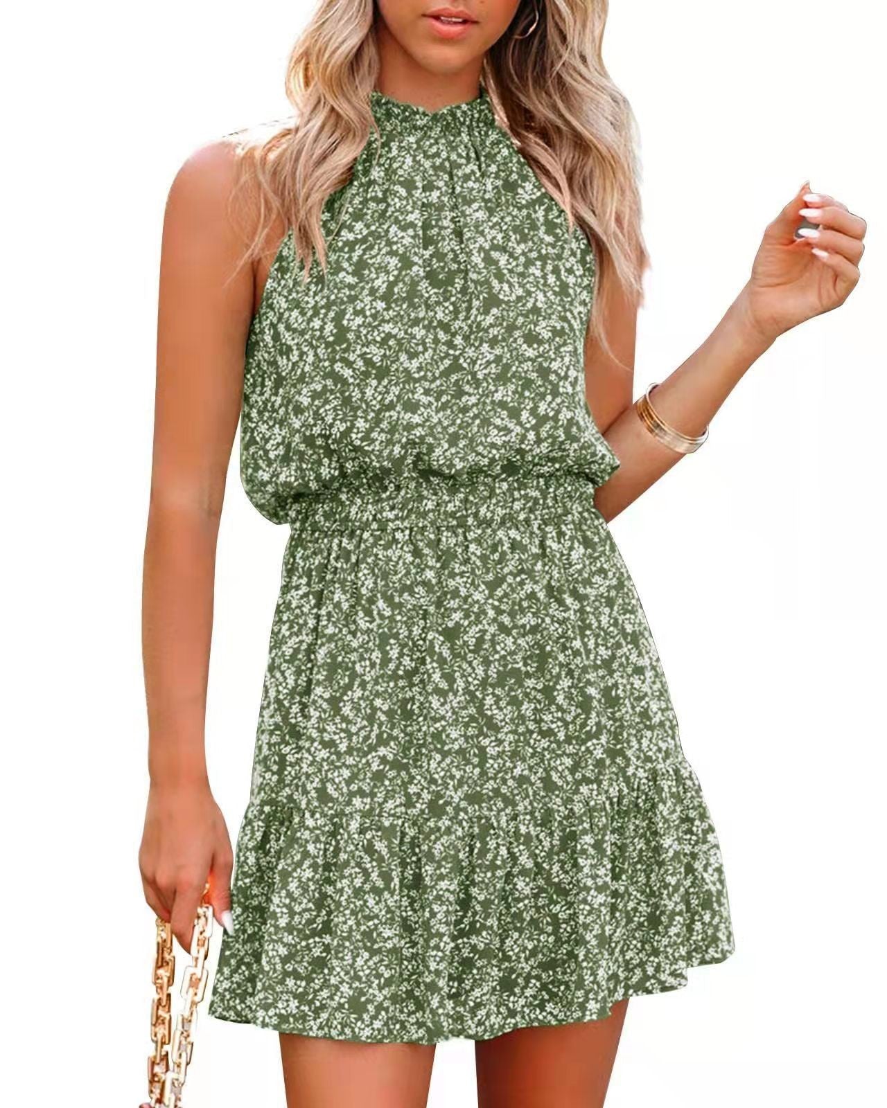⏰Vente chaude 50 % de réduction 💃Nouvelle robe trapèze plissée à col licou d'été 2025