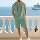 Ensemble deux pièces haut de gamme pour homme pour l'été | Chemise décontractée à manches courtes + short
