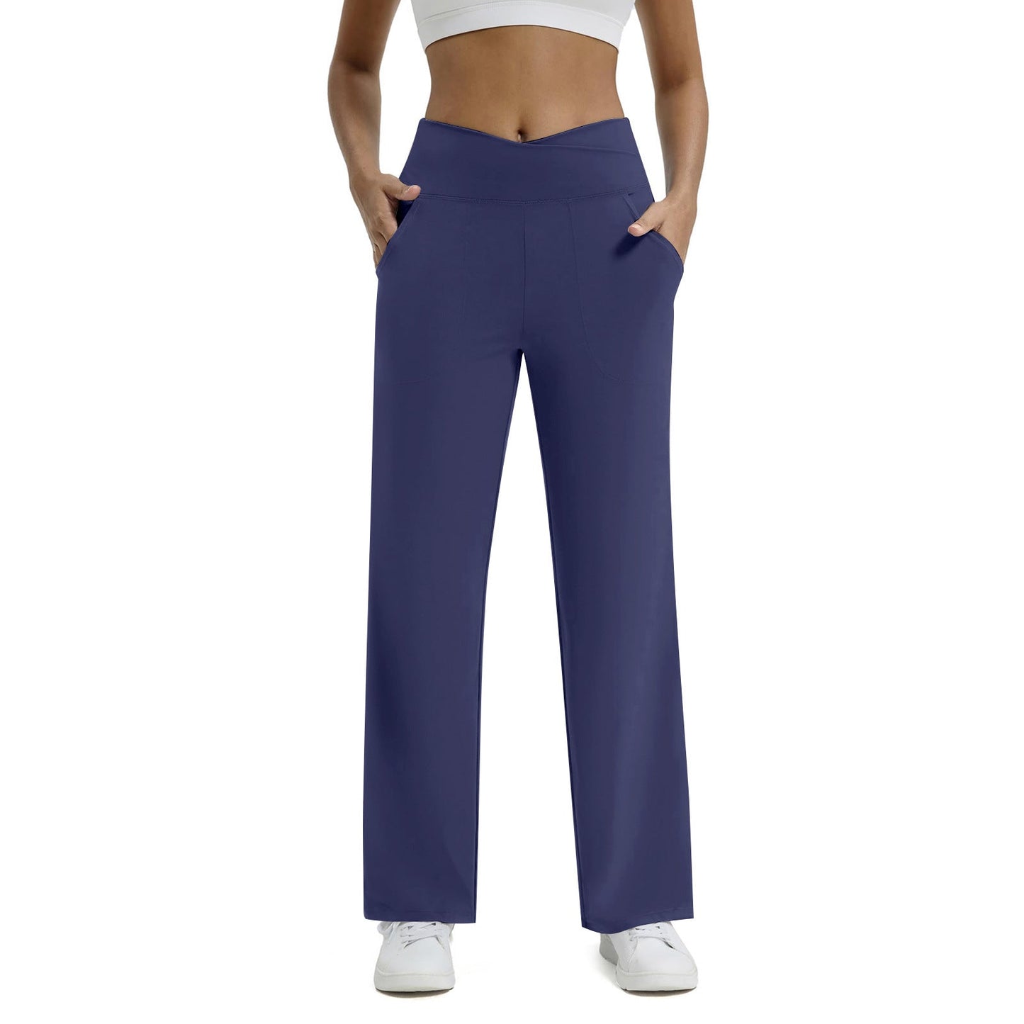 🍂🎁Soldes d'automne - 50 % de réduction🩷Pantalon ample minimaliste taille haute à jambes droites en stretch pour grandes tailles