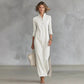 Robe minimaliste à col boutonné et bordure contrastée