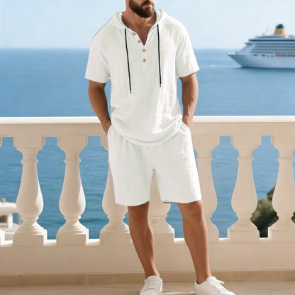 Ensemble deux pièces haut de gamme pour homme pour l'été | Chemise décontractée à manches courtes + short