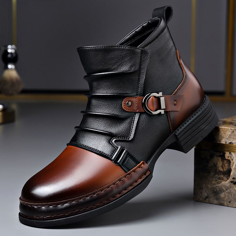 Bottines en cuir véritable pour homme