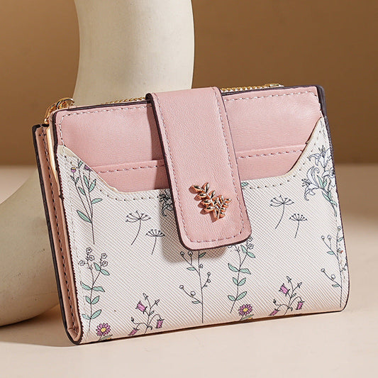 🔥🖤Soldes exceptionnels : 50 % de réduction🔥Portefeuille court à imprimé floral pour femme