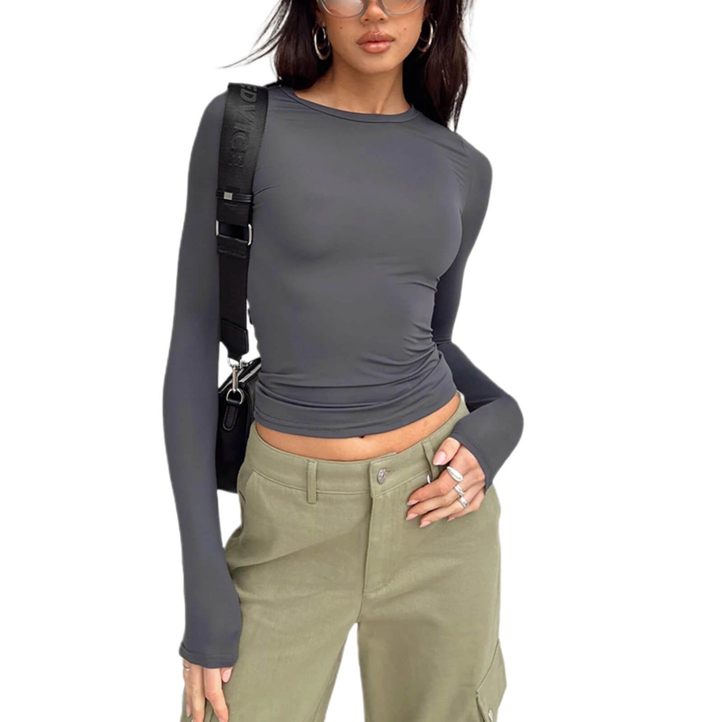 🔥T-shirt basique slim à nombril ouvert pour femme🔥ACHETEZ-EN 3 ET BÉNÉFICIEZ DE LA LIVRAISON GRATUITE