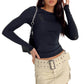 🔥T-shirt basique slim à nombril ouvert pour femme🔥ACHETEZ-EN 3 ET BÉNÉFICIEZ DE LA LIVRAISON GRATUITE