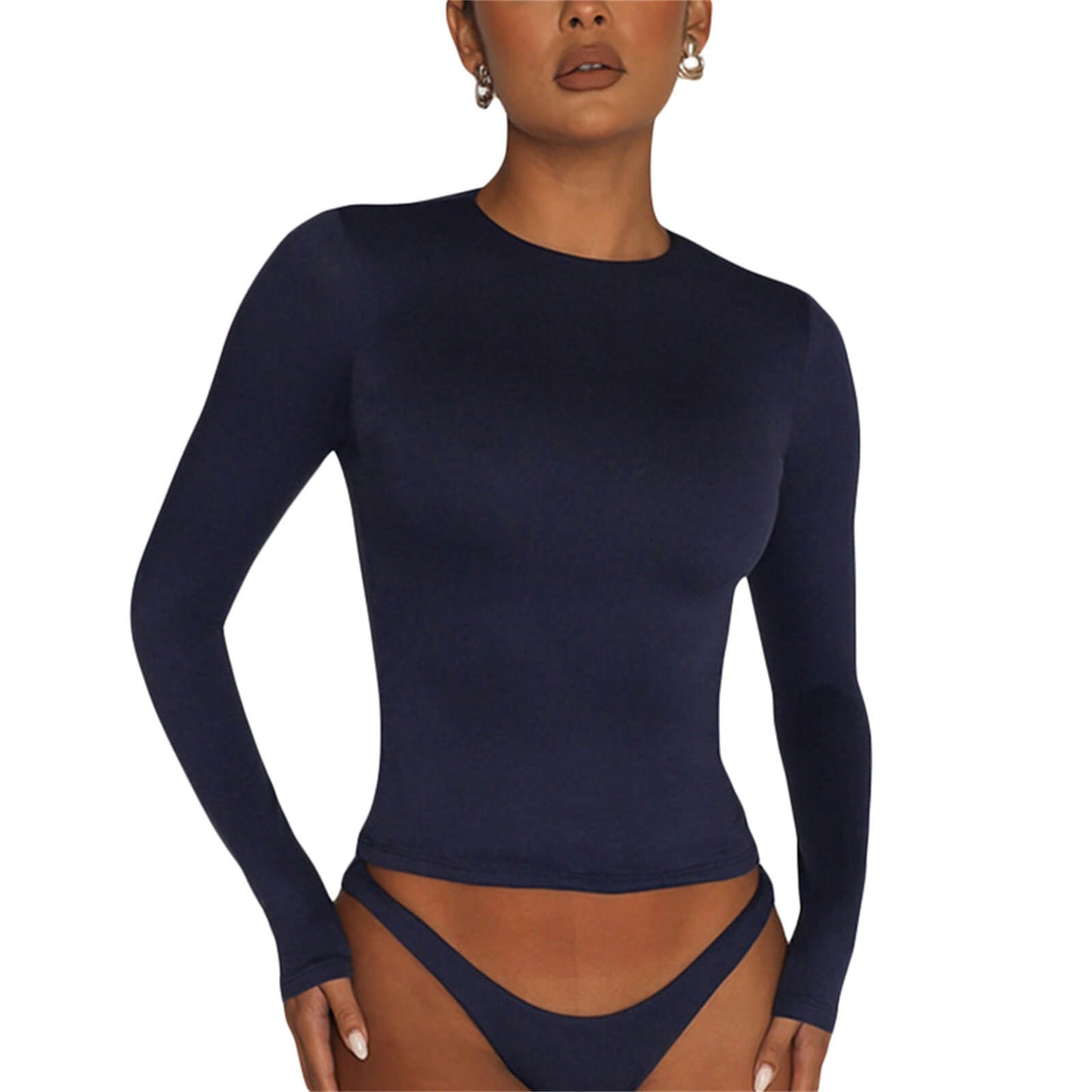 🔥T-shirt basique slim à nombril ouvert pour femme🔥ACHETEZ-EN 3 ET BÉNÉFICIEZ DE LA LIVRAISON GRATUITE