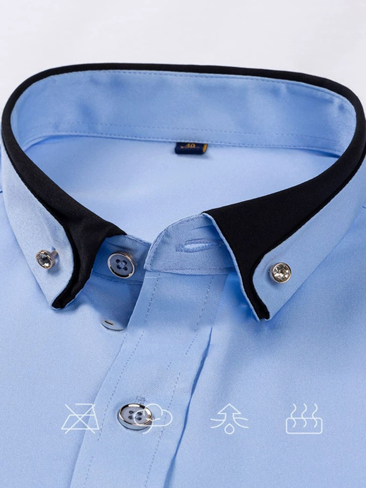 Chemise à manches longues ajustée extensible pour homme