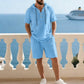 Ensemble deux pièces haut de gamme pour homme pour l'été | Chemise décontractée à manches courtes + short