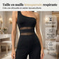 Combinaison à une épaule avec empiècement en maille et jambe large