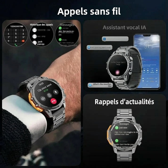 Montre connectée haute définition pour homme, 1,52 pouces