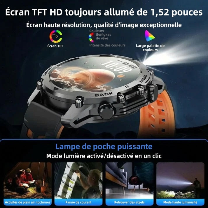 Montre connectée haute définition pour homme, 1,52 pouces