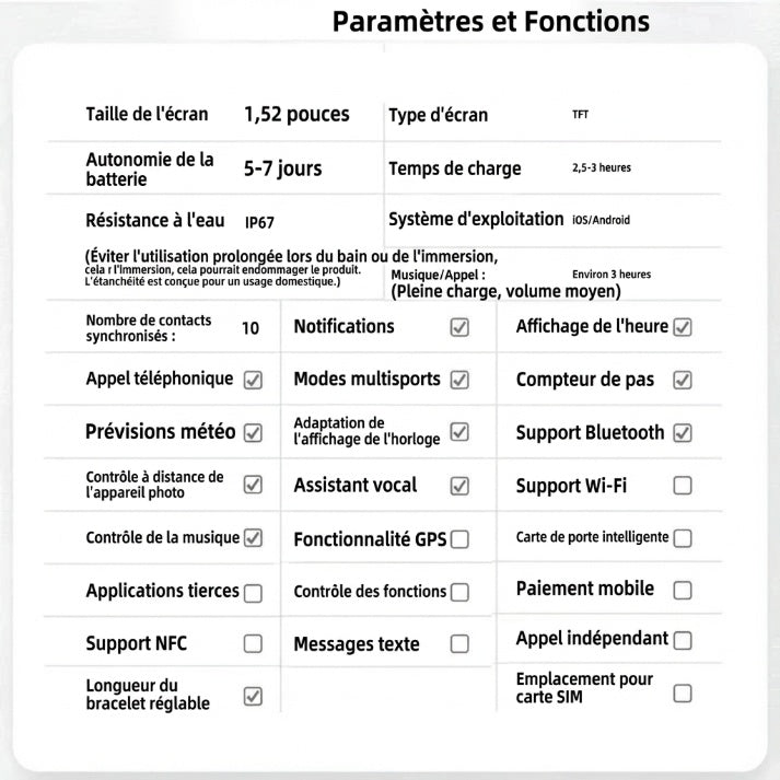 Montre connectée haute définition pour homme, 1,52 pouces