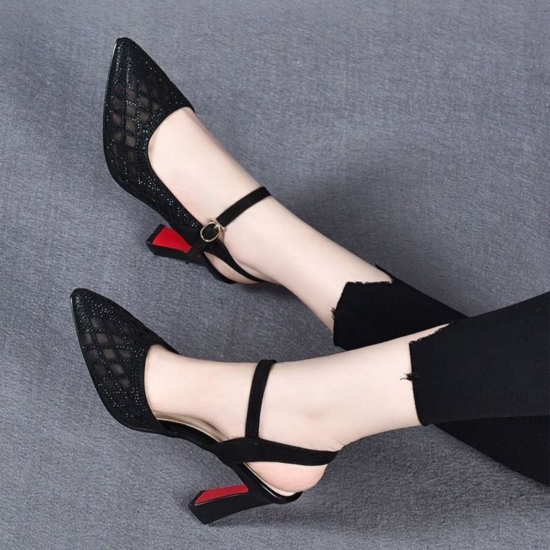 Sandales à talons hauts respirantes avec pierres de Rhin pour femmes