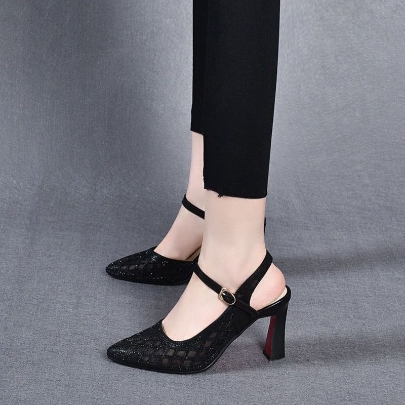 Sandales à talons hauts respirantes avec pierres de Rhin pour femmes