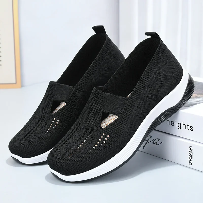 Chaussures à semelle souple orthopédie tressée respirante pour femmes