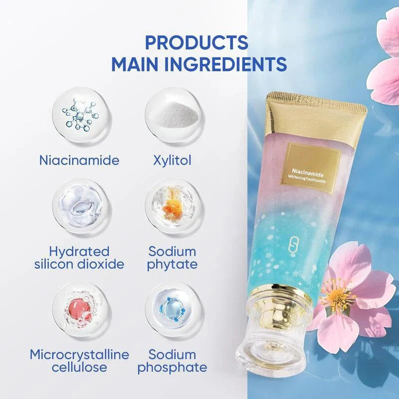 💖Dentifrice à la niacinamide pour des dents d'un blanc éclatant🦷Des dents d'un blanc nacré🦷La nouvelle arme secrète pour votre sourire !