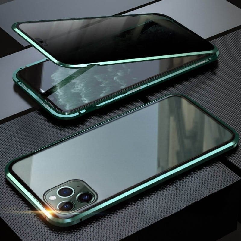 🔥👉Coque magnétique pour iPhone avec verre de confidentialité et métal