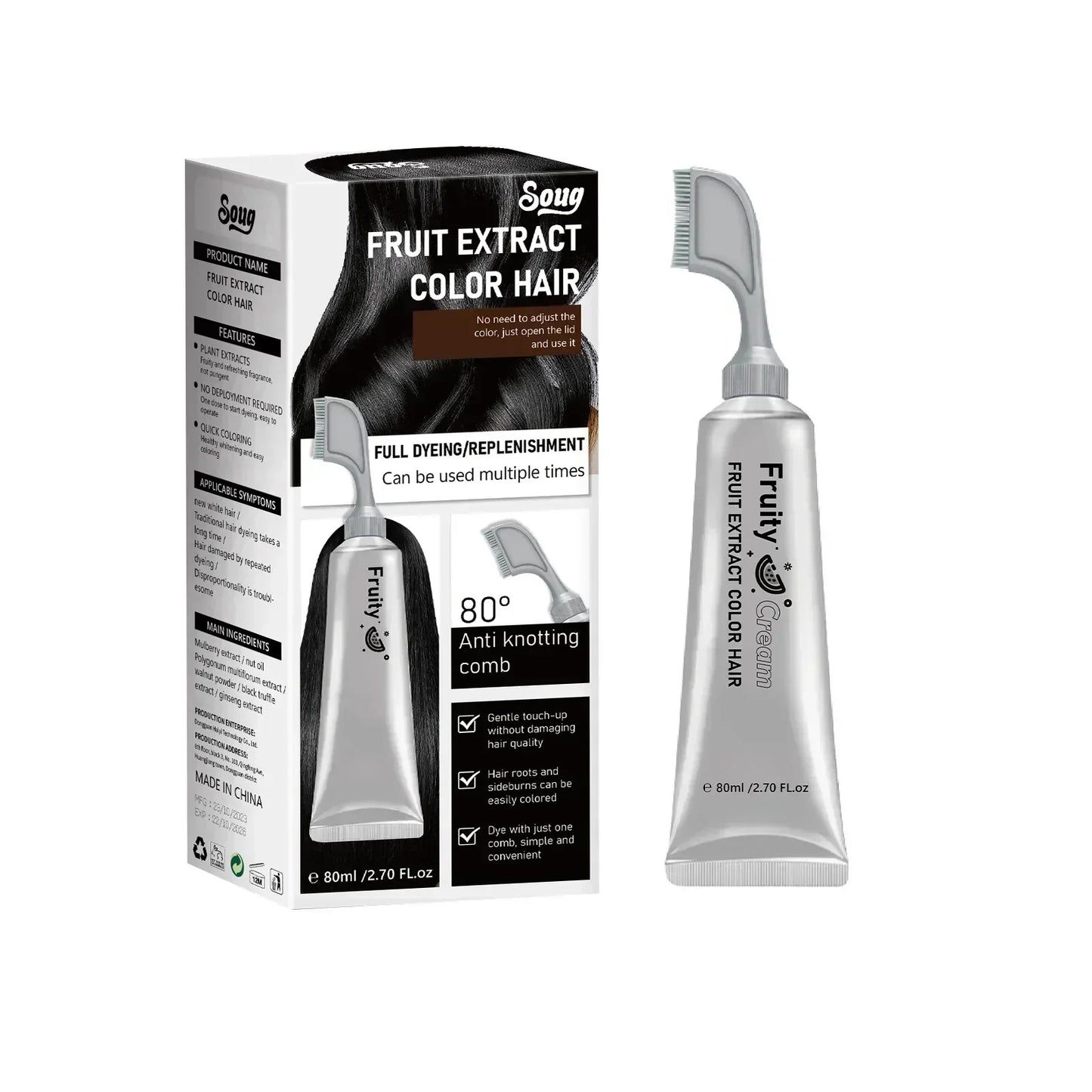 📢🌸👧Acheter 3  Obtenez  2 Gratuit🌸 Essence de fruits Peignon de teinture de cheveux