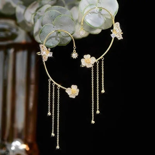 ✨Boucles d'oreilles élégantes en forme de papillon et de fleur avec glands