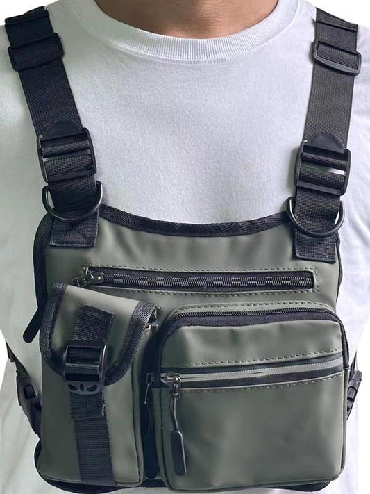 Sac de poitrine tactique multifonctionnel à fermeture éclair réglable