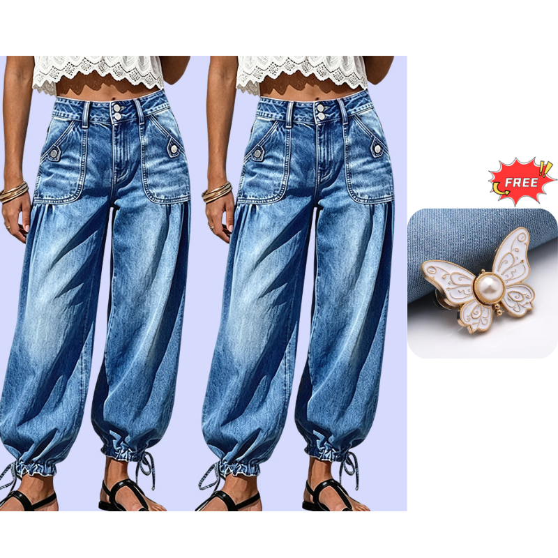 📢📢 50% DE RÉDUCTION ! ✨ Jeans barrel extensibles taille haute pour femme