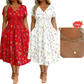 🌺👗Damenkleid mit V-Ausschnitt, Blumenmuster und gedrehter Taille
