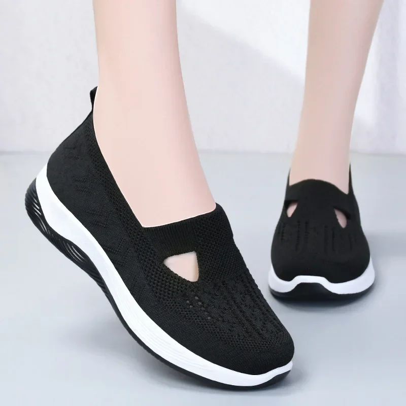 Chaussures à semelle souple orthopédie tressée respirante pour femmes